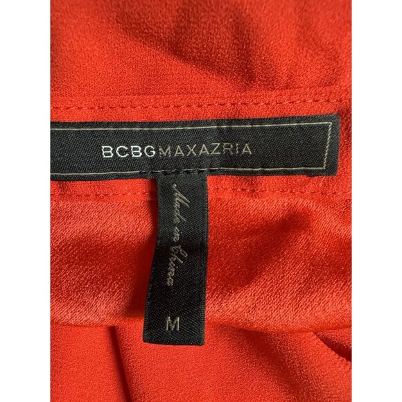 BCBGMAXAZRIA Red Cold Shoulder Dress Medium Holiday Party Strappy V Neck - Picture 5 of 6